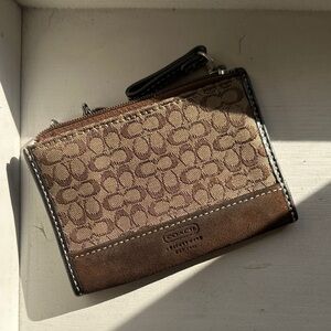 Coach Tan and Brown Signature Card Holder